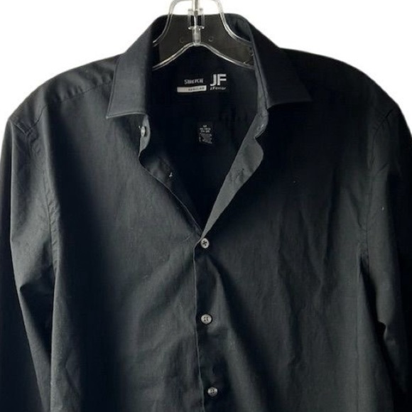 J.Ferrar Men's Stretch Black Dress Shirt Size M Long Sleeve Formal - Picture 2 of 10